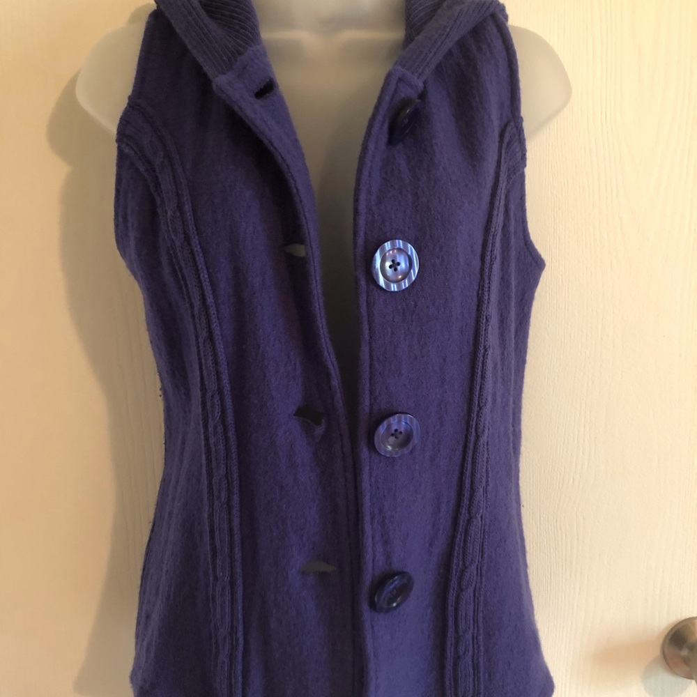 Wool button down vest with a hoodie